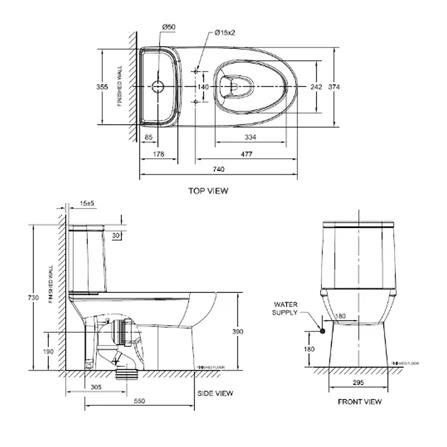 AMERICAN STANDARD NEO MODERN ONE PIECE TOILET CL25315-6DAMYCB S-TRAP 300MM