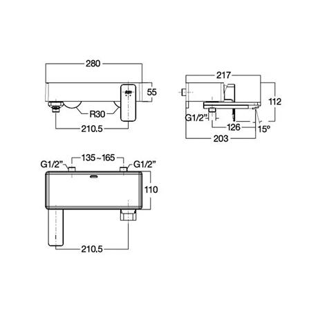 AMERICAN STANDARD ACACIA EVOLUTION EXPOSED SHOWER AND BATH MIXER FFAS1311-602500BF0