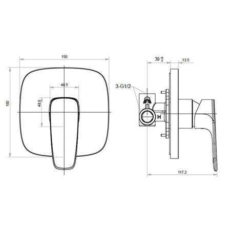 AMERICAN STANDARD SIGNATURE CONCEALED SHOWER MIXER FFAS1722-709500BC0